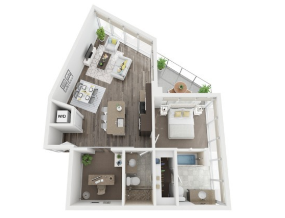 1 Bed 2 Bath plus den B7