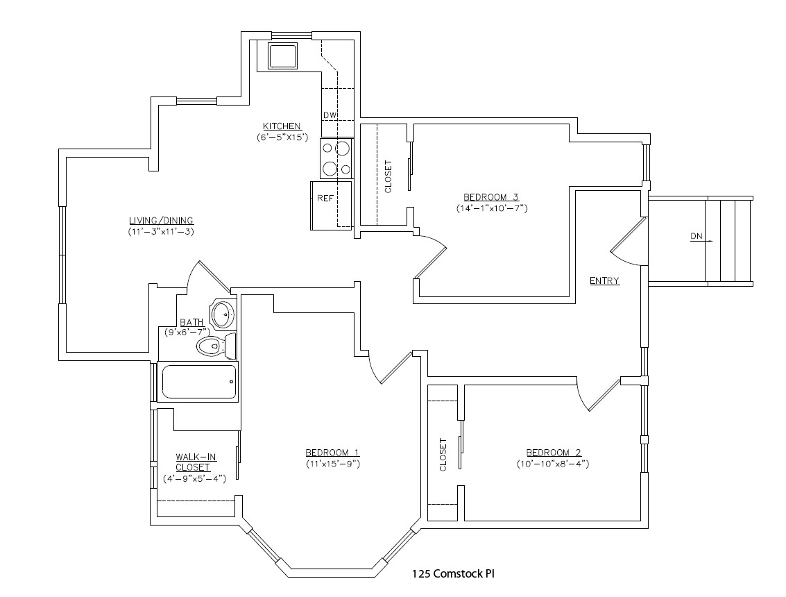 3 bed 1 bath-125 Comstock Place