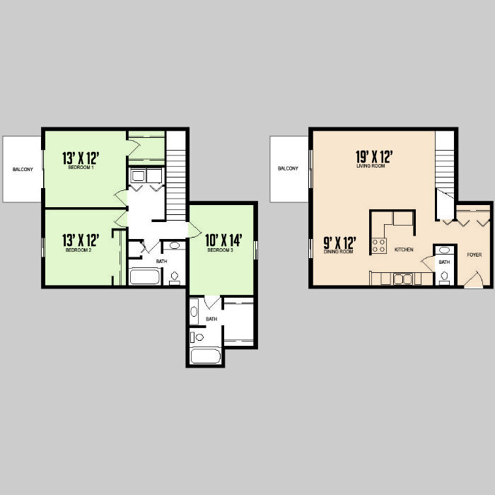 3 Bedrooms, 2 Bathrooms