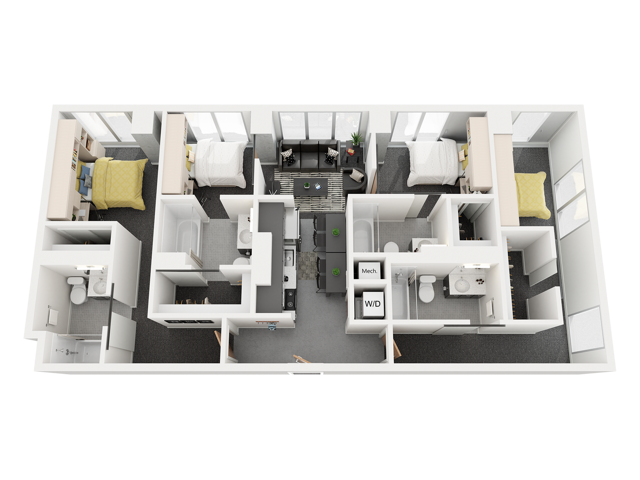 4 Bed 4 Bath - 4B - F 2-7