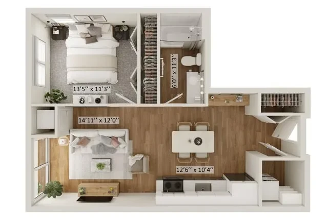 1 Bed 1 Bath Cedar C