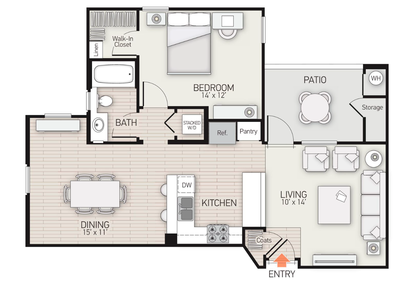 1 Bed 1 Bath PLAN C