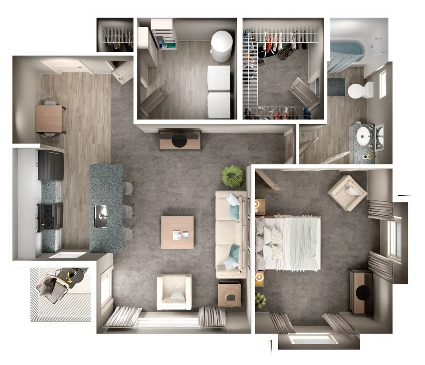 1 Bed 1 Bath Oaks with Terrace