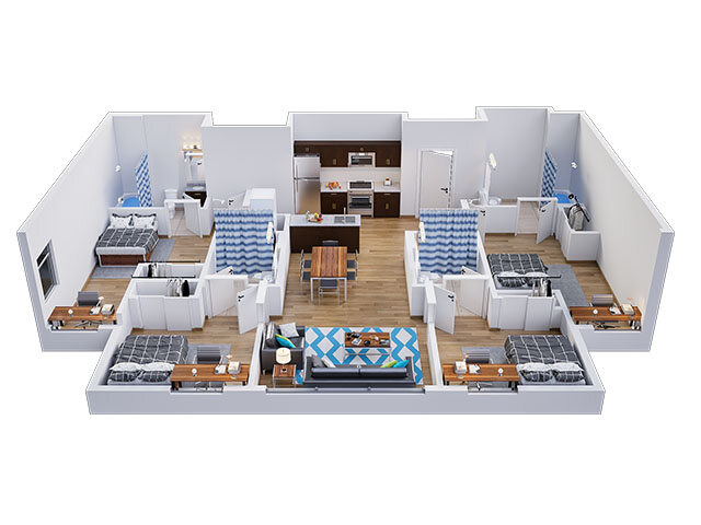 2 Bed 2 Bath  Pearl B