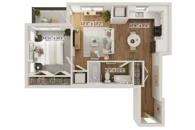 1 Bed 1 Bath Cedar B