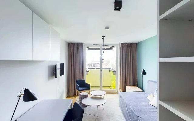 New Building: Furnished 1 room studio with elevator and balcony 2