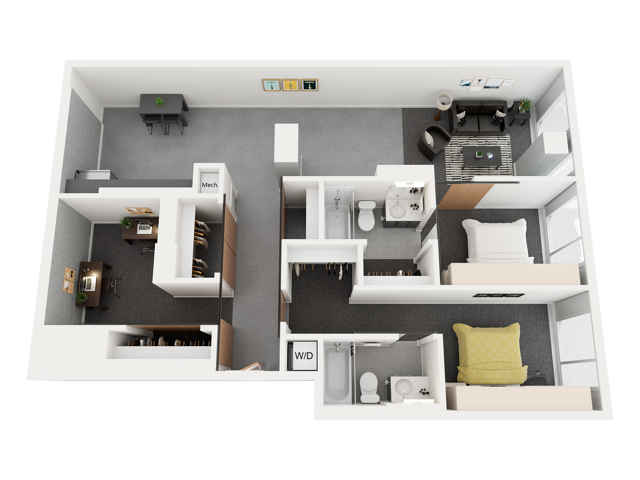 2 Bed 2 Bath - 2B - F 2-7