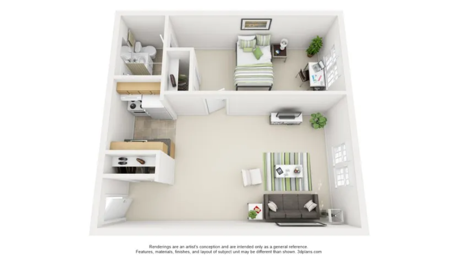 1bd / 1ba The Oliver (Furnished)