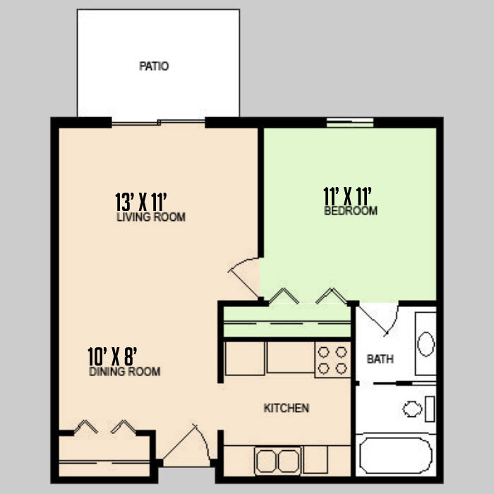 1 Bedroom, 1 Bathroom