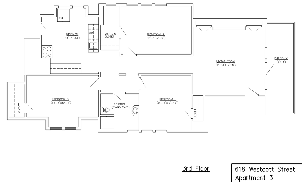 3 bed 1 bath-Apartment 3