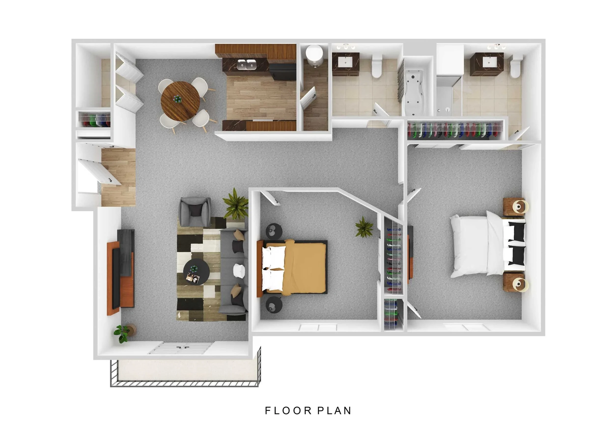 2 Beds 2 Baths Jefferson with Balcony/Patio