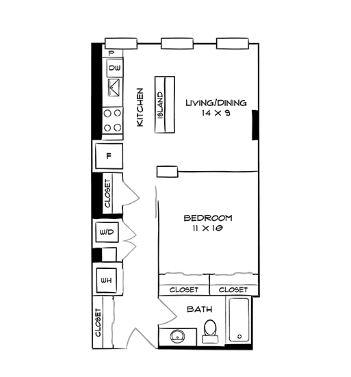 1 Bed 1 Bath Design 1B