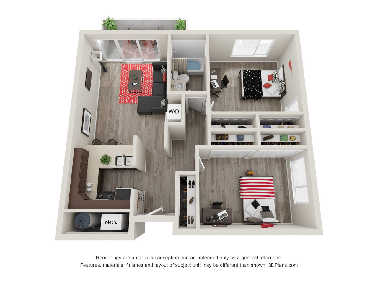 2 Bedrooms, 1 Bathroom