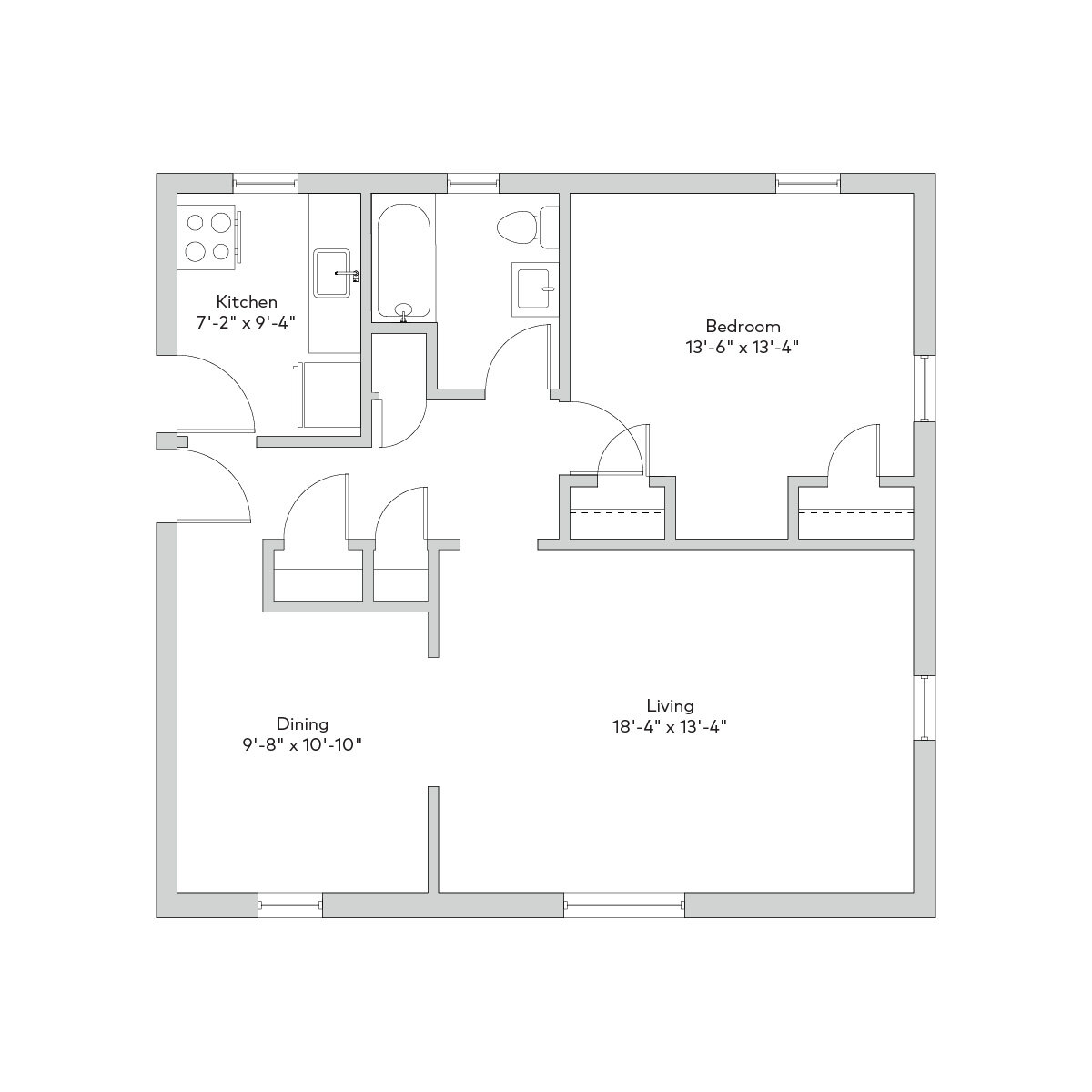 1 Bed 1 Bath