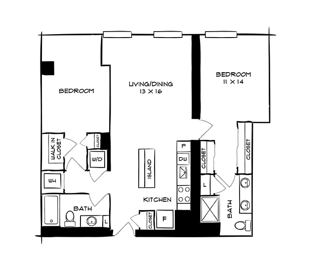 2 Bed 2 Bath Design 2A20