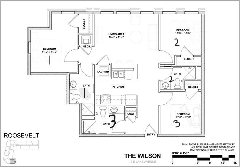 3 Bed 3 Bath  Roosevelt