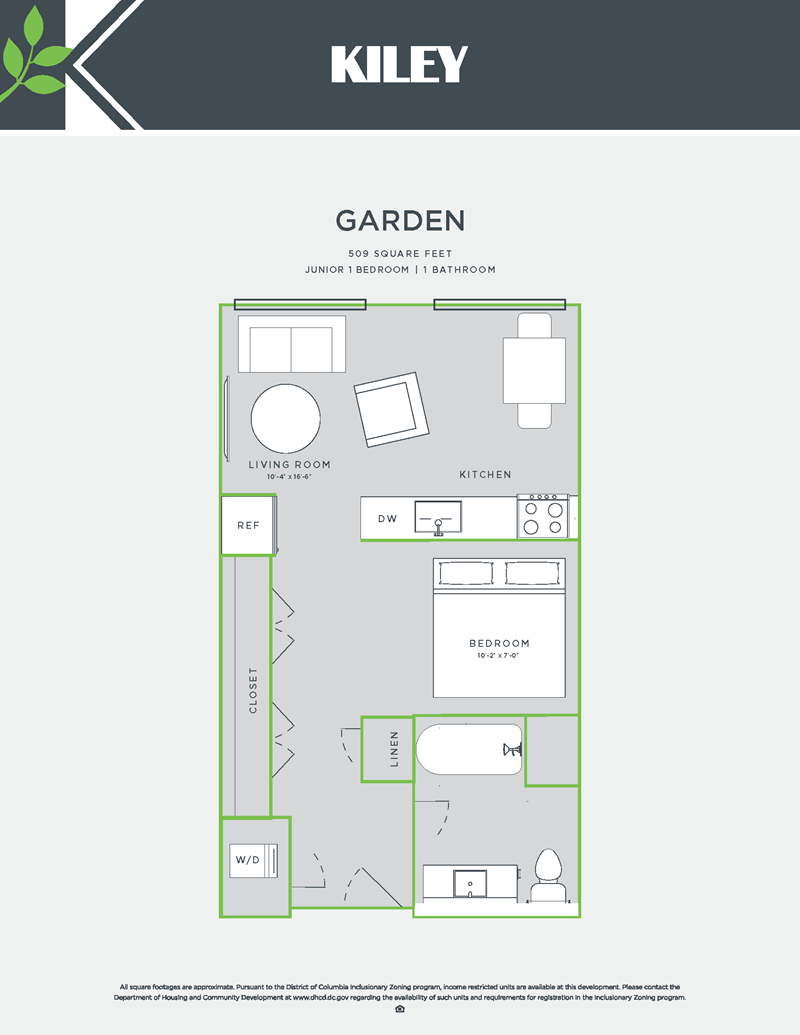 1 Bed 1 Bath Jr Garden