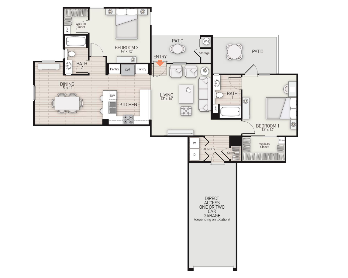 2 Bed 2 Bath PLAN H