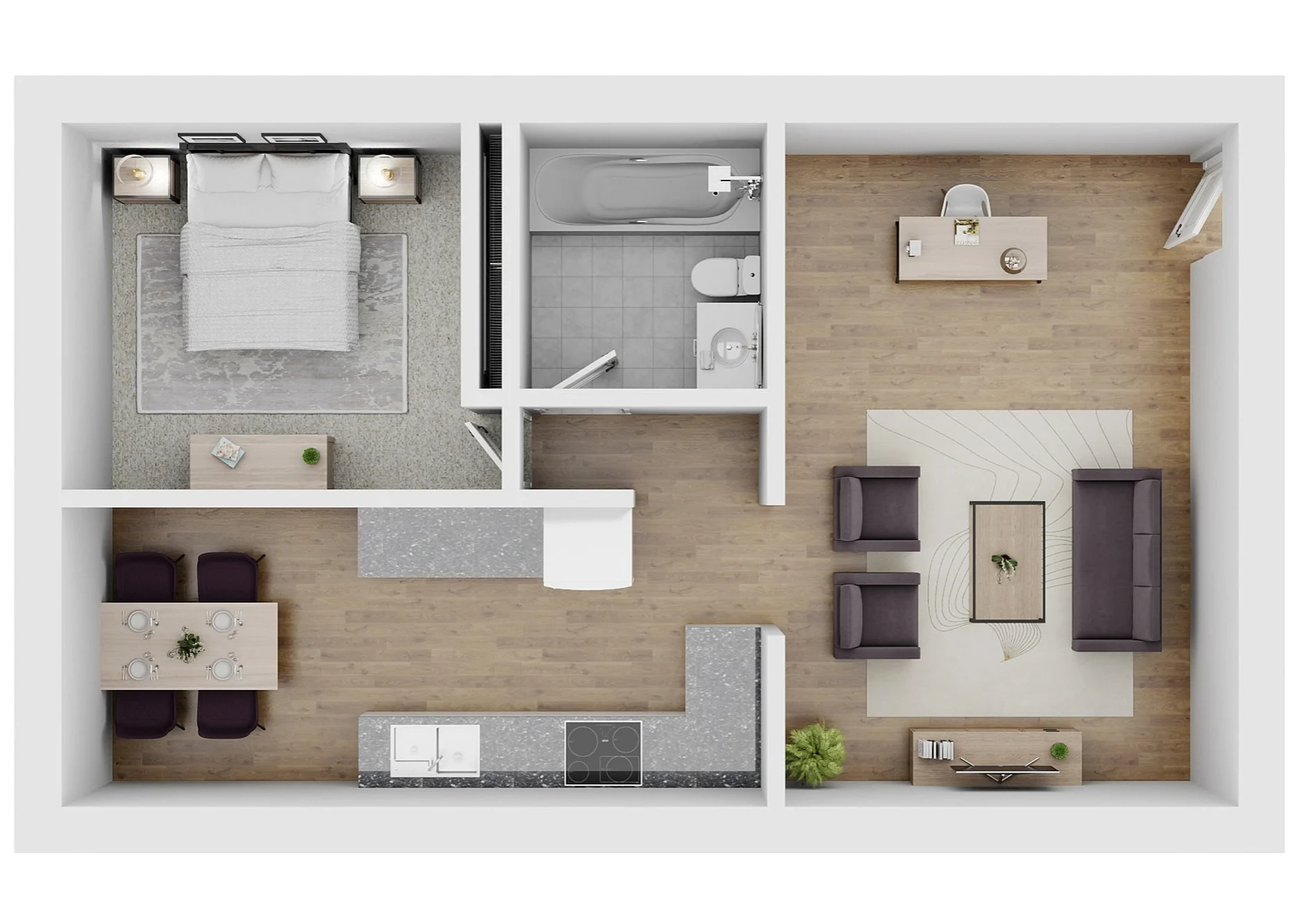 1 Bed 1 Bath 1.C