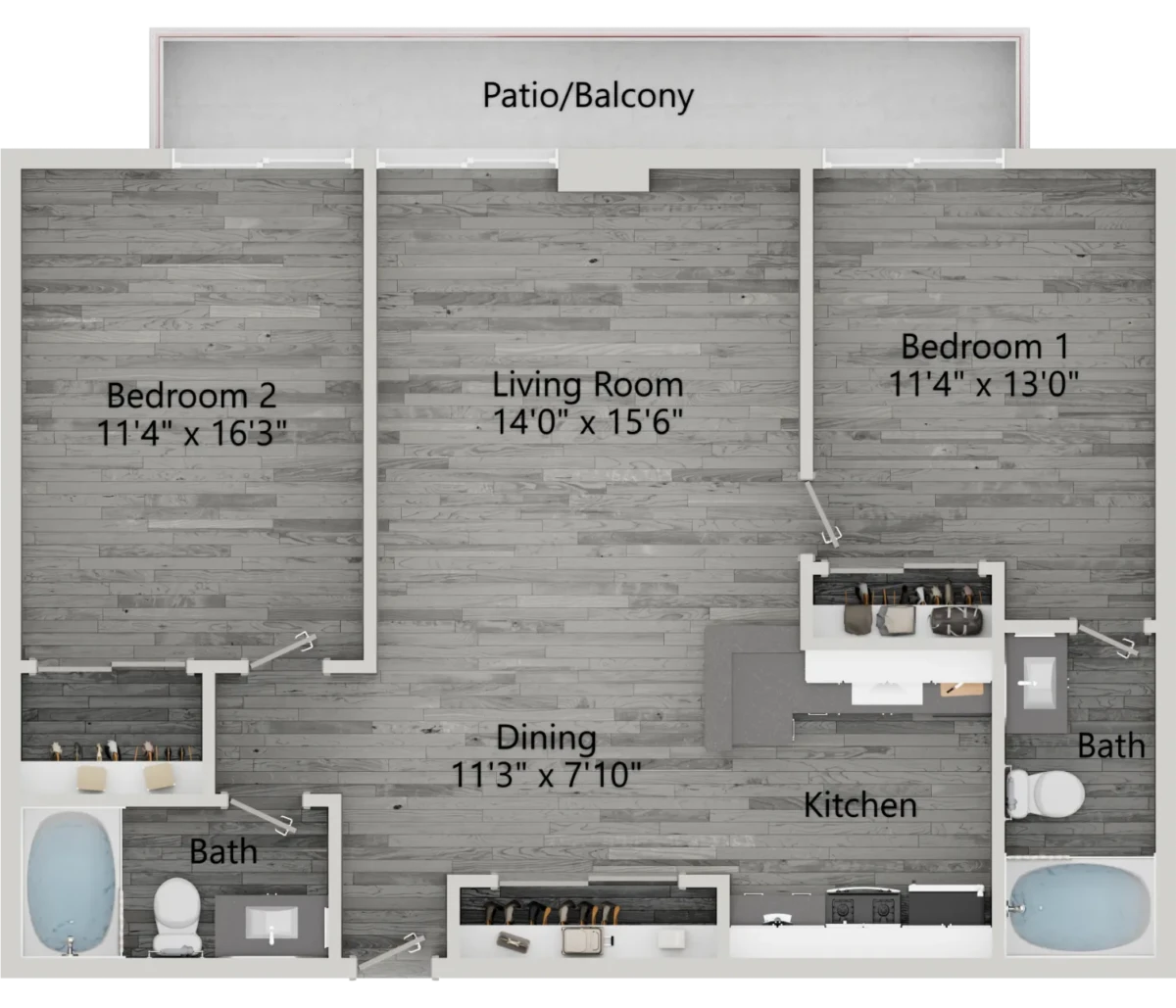 2 Bed 2 Bath