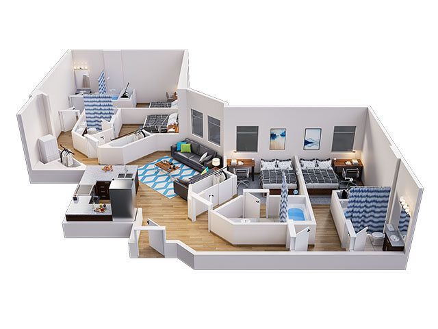 2 Bed 2 Bath  Pearl A