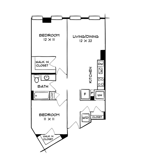 2 Bed 1 Bath Design 2A10