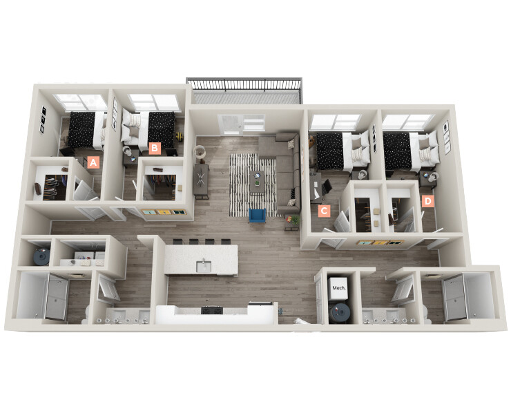 4 Bedroom / 2 Bathroom