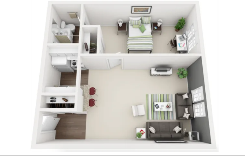 1bd / 1ba The Plaza (Furnished)