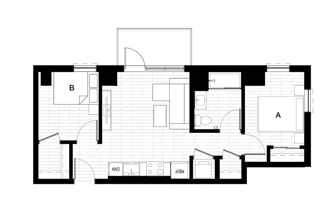 2 Bed 1 Bath -2x1 Balcony