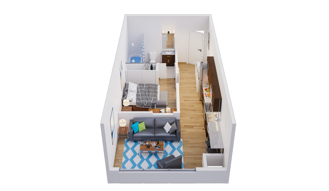 1 Bed 1 Bath  Hudson