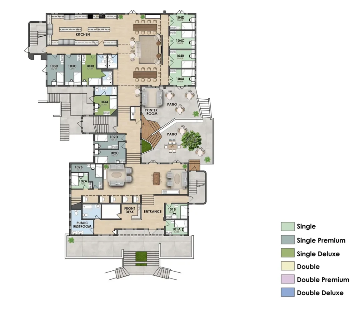 14 Bed 6 Bath First Floor