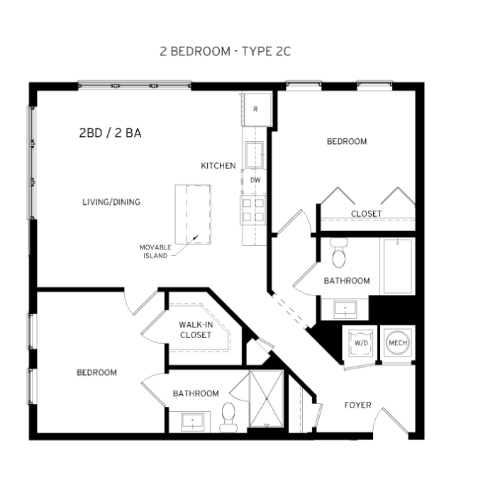 2 Bed 2 Bath Cerise