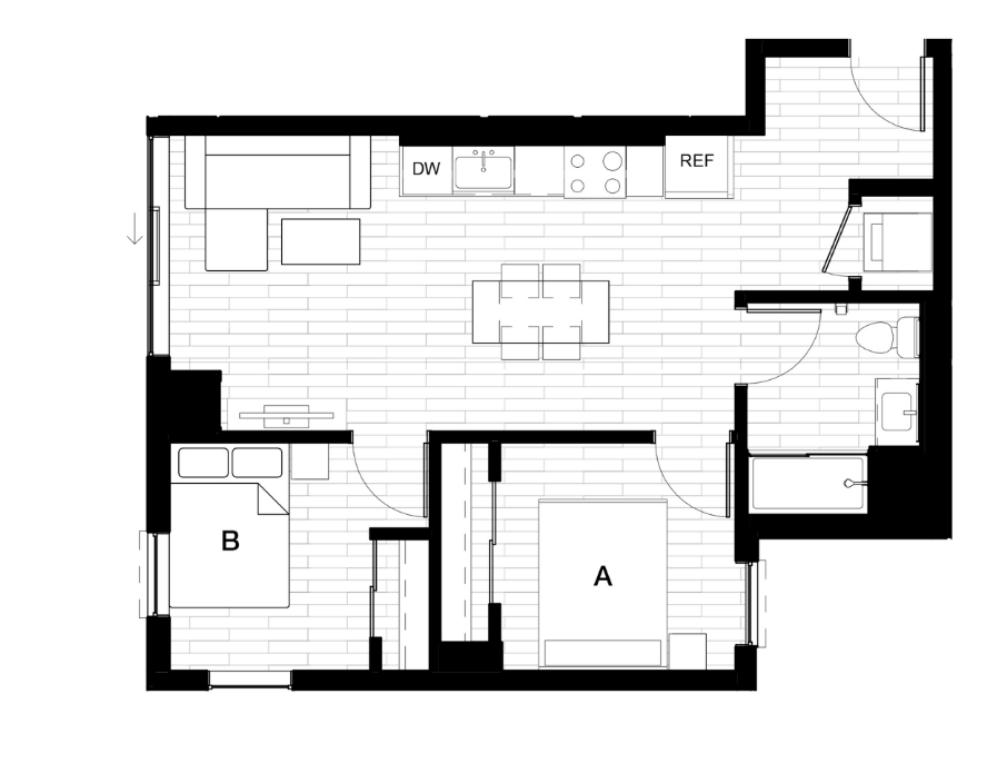 2 Bed 1 Bath-2x1 Oasis