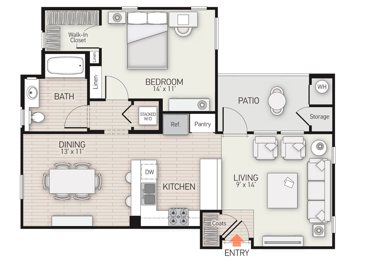 1 Bed 1 Bath PLAN B