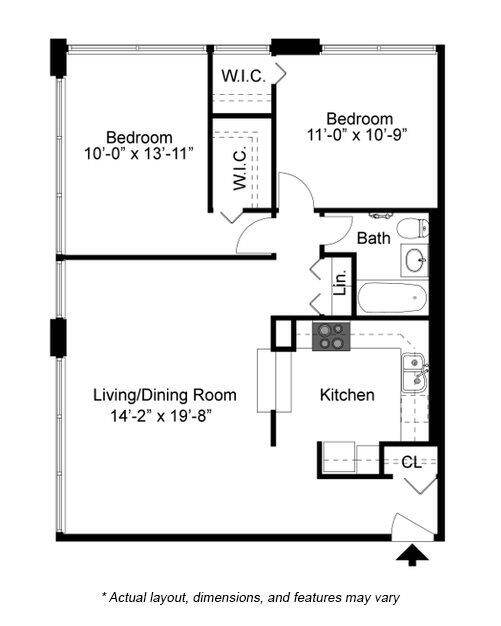 2 bed 1 bath