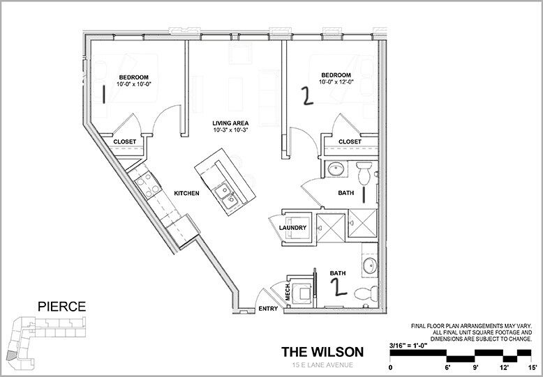 2 Bed 2 Bath  Pierce