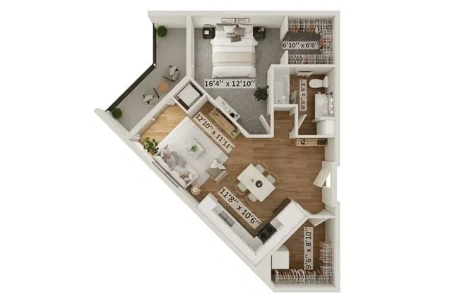 1 Bed 1 Bath Parker E