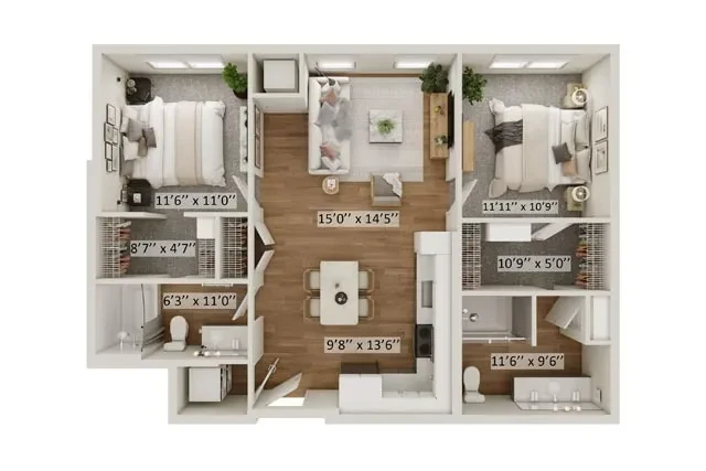 2 Bed 2 Bath Wirth A