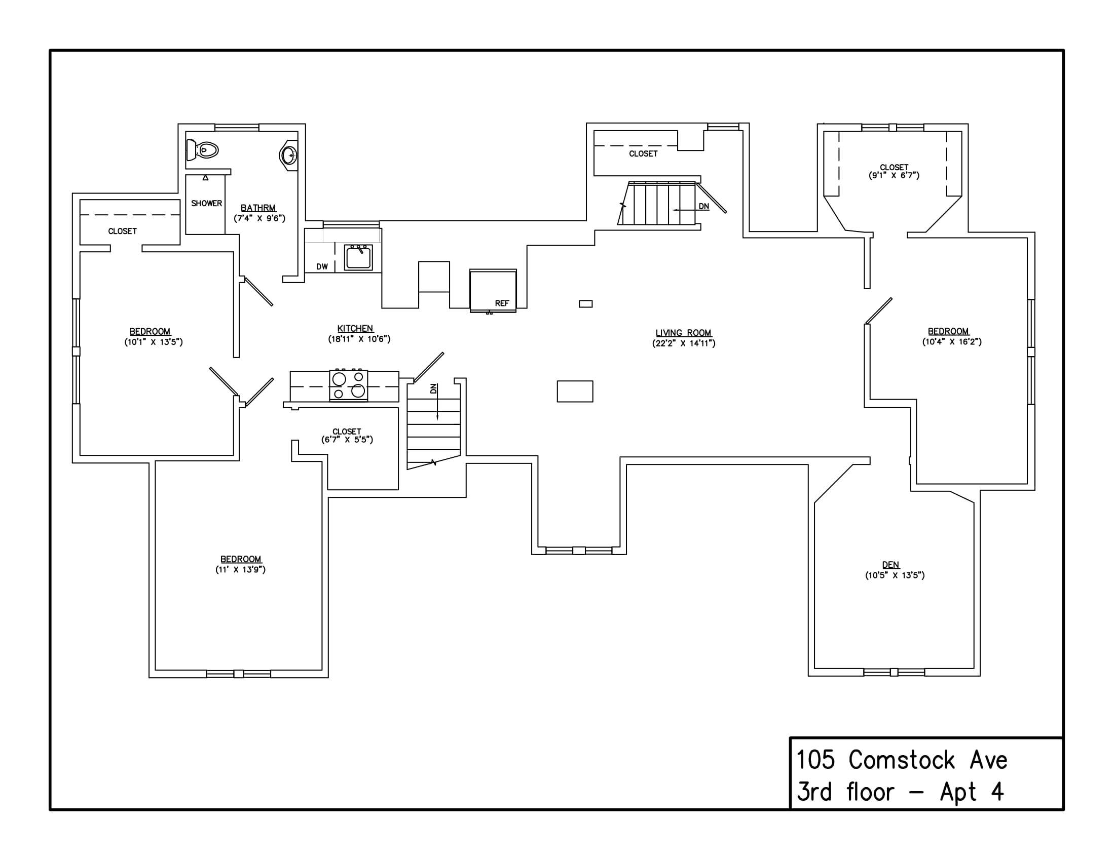 3 bed 1 bath-PENTHOUSE: Apartment 4