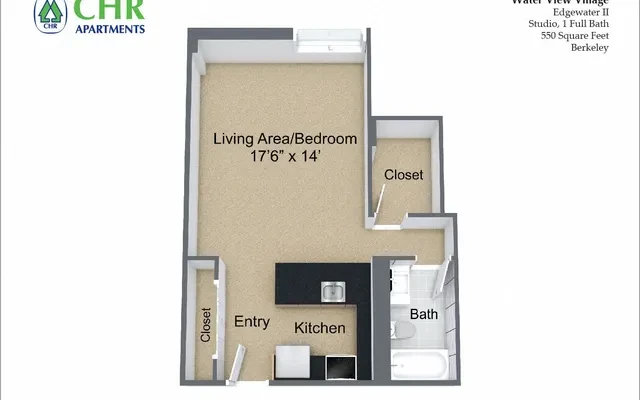 Water View Village - ที่พักนักศึกษาในฟเลมิงแฮม - Studio/1 Bath with Full Kitchen