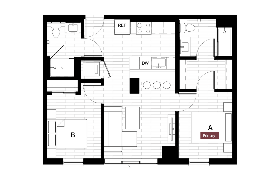 2 Bed 2 Bath- 2x2 VIP