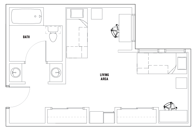 1 Bed - 1 Bath Double