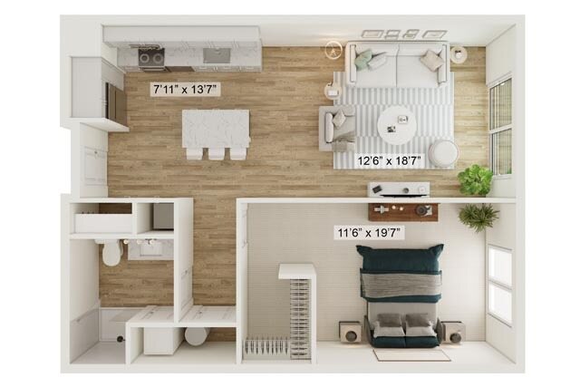 1 Bed 1 Bath The Clemente