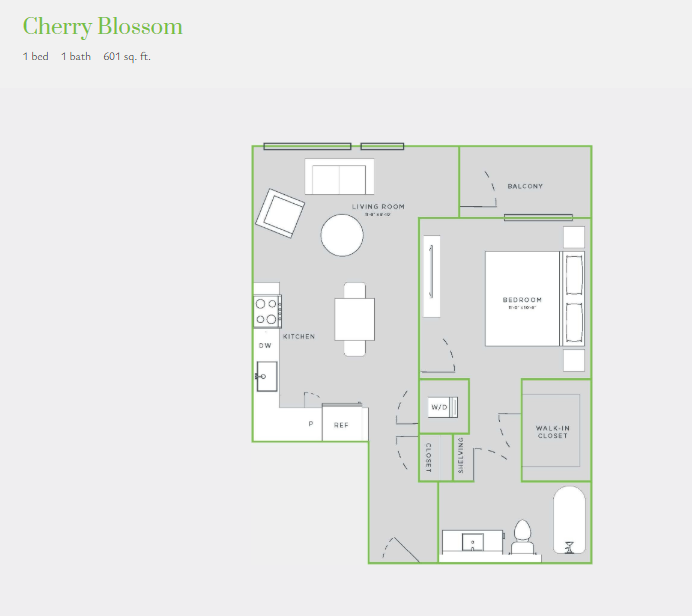 1 Bed 1 Bath Cherry Blossom