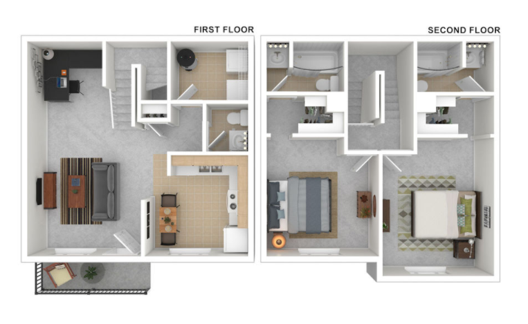 2 Bed 2.5 Bath Deluxe