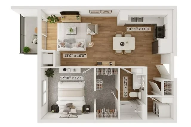 1 Bed 1 Bath Parker D