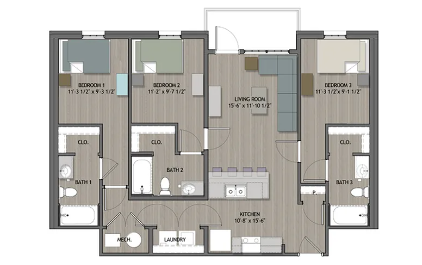 3 Bed 3 Bath Clement