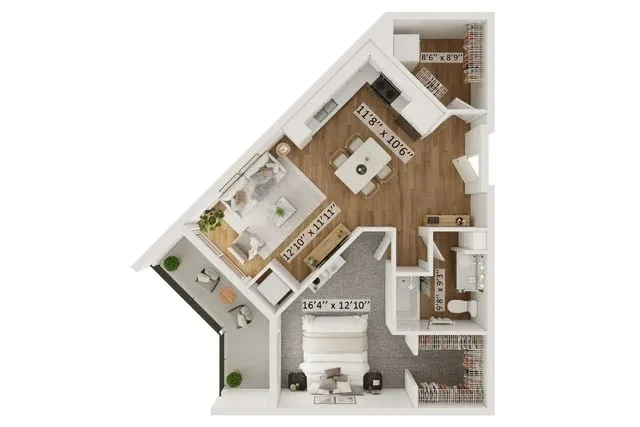 1 Bed 1 Bath Parker C