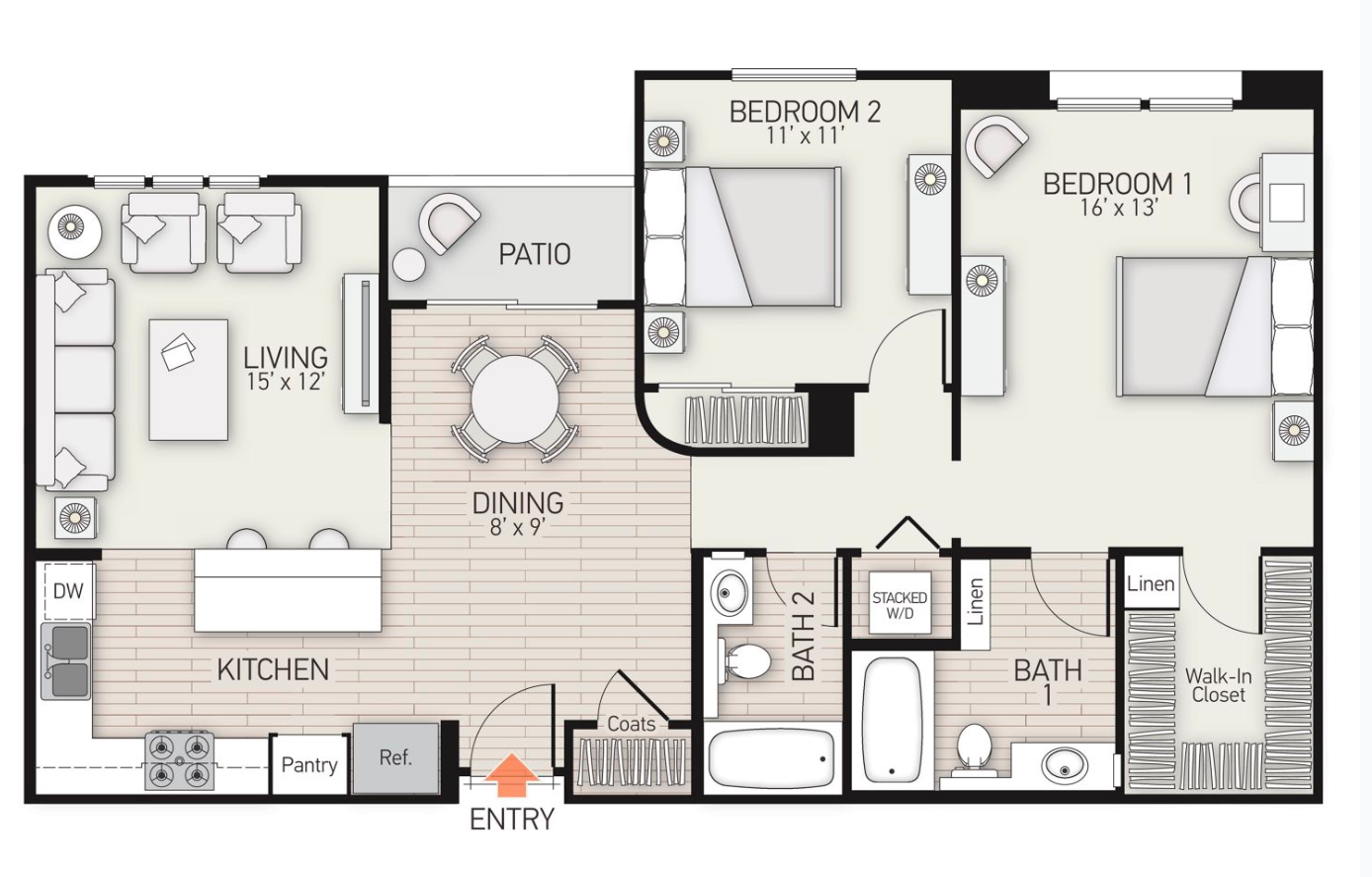 2 Bed 2 Bath PLAN E