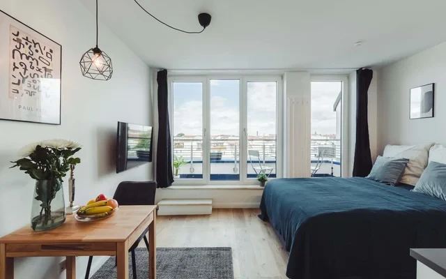 Modern one-bedroom-apartment with a uniqe view over Berlin 0